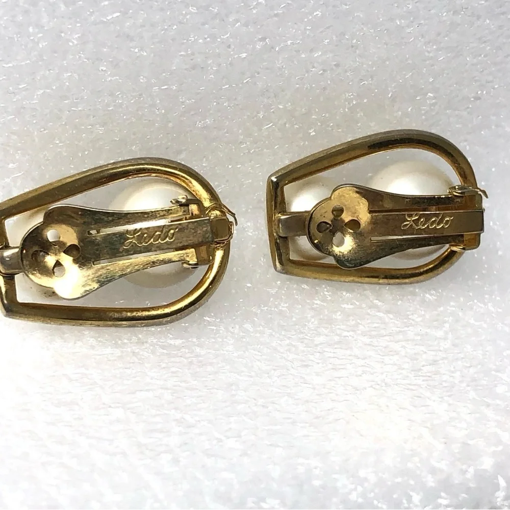 Ledo Earrings Vintage Faux Pearl Clip On